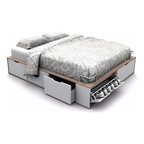 Cama multifunción La Valenziana Euro 2 plazas color blanco/barrique fabricada en mdf
