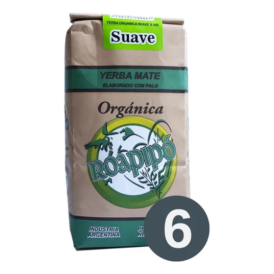  Yerba Mate Organica Roapipo Suave X 500 Gr X 6 Unidades