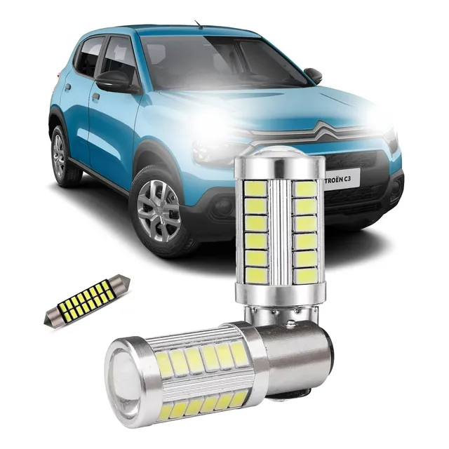 Kit  Led Drl Luz Diurna + Led Teto Novo Citroen C3 2023 2024