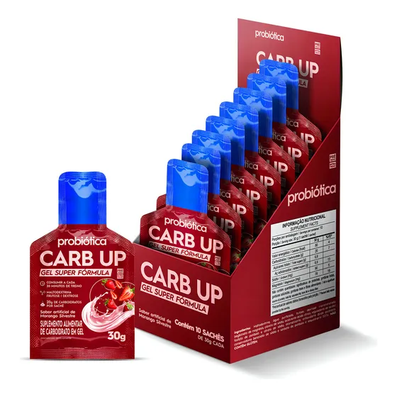Carb Up Gel Super Fórmula 10 saches de 30g cada - Probiótica SABOR:Morango Silvestre