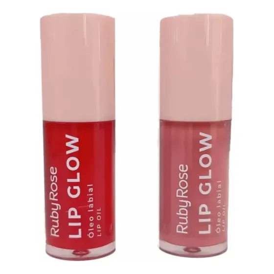 Kit 2 Lip Glow Labial Gloss Ruby Rose Linha Rosa