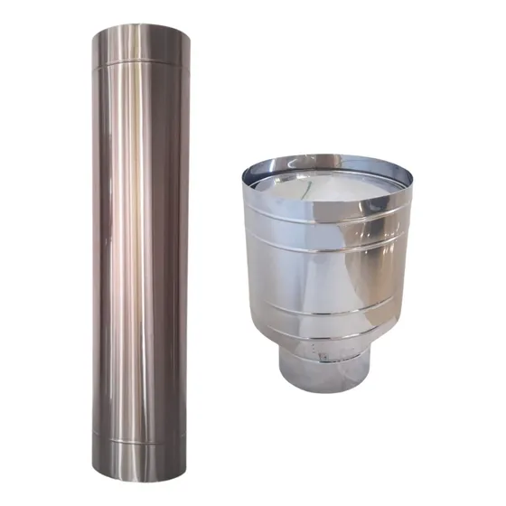 Duto 8 Inox 304 + Chapéu Canhão Inox 304 Escovado, Lareira