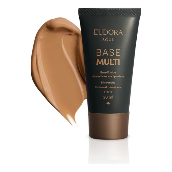 Base de maquiagem em mousse Eudora Soul Base Líquida 8 benefícios em 1 Base Multi tom 50 - 20mL