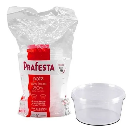 Pote Redondo Tampa Lacre Freezer Microondas 250ml C/ 30un Cor Transparente