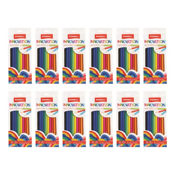 Promo 12 Cajas De 12 Lápices De Colores Simball Flexible