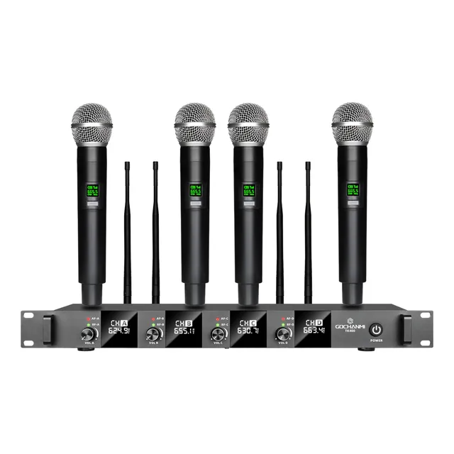 Microfonos Gc Tk400 Inalambrico 4 Canales Disctanci Uhf Mano