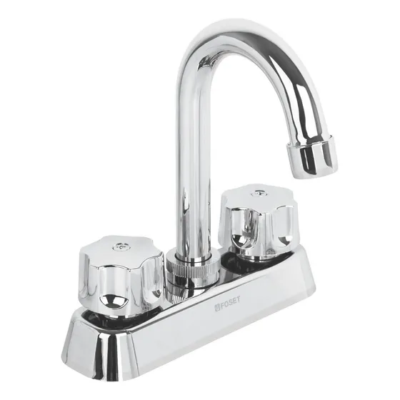 Mezcladora Abs Lavabo 4'' Cuello Tipo Bar Foset 49288 Acabado Cromado Color Gris