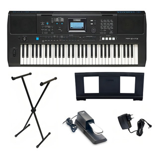 Kit Teclado Yamaha Psr-e473 Preto 61 Teclas + Pedal Stand Kit Teclado Yamaha Psr-e473 Preto 61 Teclas + Pedal Stand