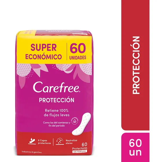 Protectores Diarios Sin Perfume 60 unidades Carefree