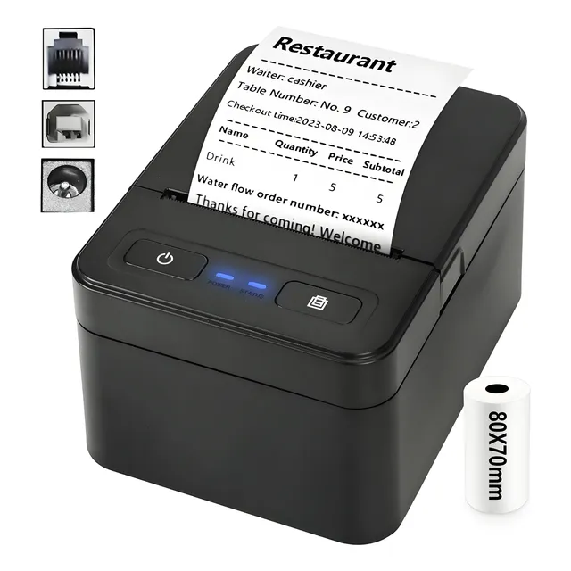 Impresora Térmica Ticket Recibos 80mm Bluetooth+usb +1 Rolls