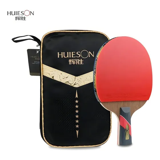 Raquete de ping pong Huieson 6 Stars preta/vermelha CS (Chinês)