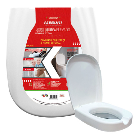 Assento Sanitário Elevado Retangular Mebuki - 7,5cm Assento Sanitário Elevado Retangular Mebuki - 7,5cm