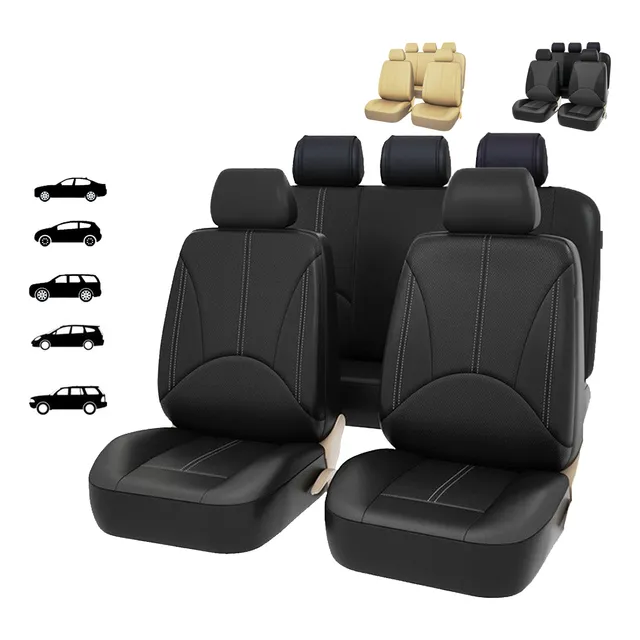 Forros Asientos Universales De Carro Accesorios Cuero 9 Pcs