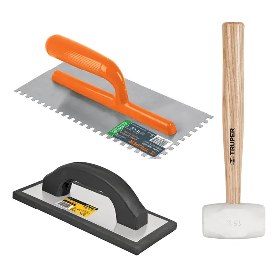 Combo Martillo De Goma Plancha Raspín Fraguador Truper