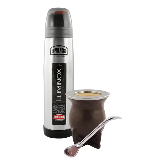 Termo Acero Lumilagro Luminox +mate Camionero +bombilla Loro