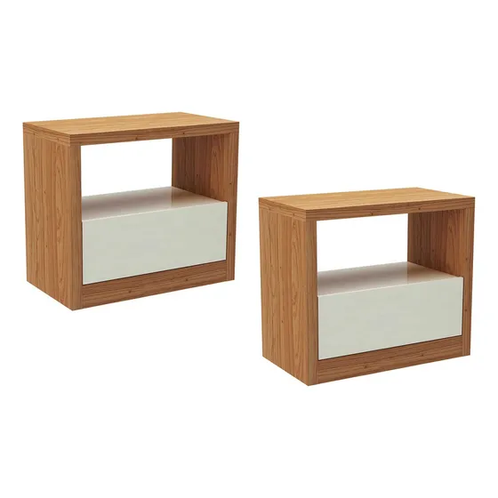 Mesa De Cabeceira Mnt Quarto 1 Gaveta Mdf 58x67cm 2un