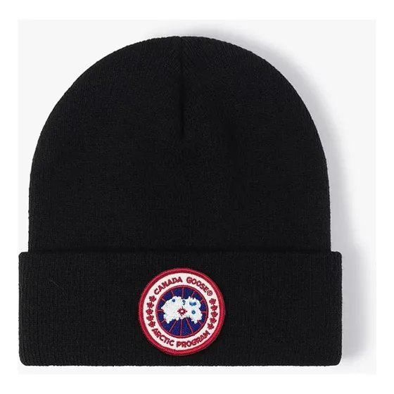 Gorro Lana Invierno Canada Goose  Con Parche Árctico Negro Adulto Liso