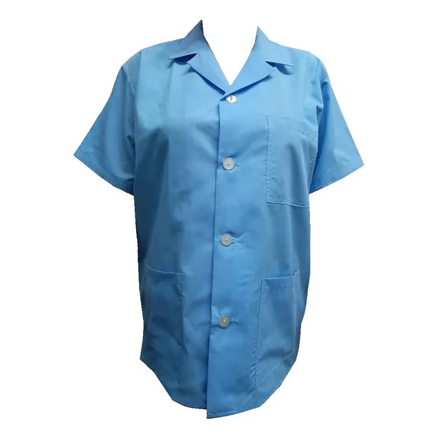 Bata Larga Manga Corta En Popelina Para Uniformes