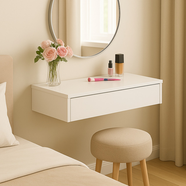 Penteadeira Camarim Suspensa P/ Quarto Pequeno Com 1 Gaveta Branco Penteadeira Camarim Suspensa P/ Quarto Pequeno Com 1 Gaveta Branco