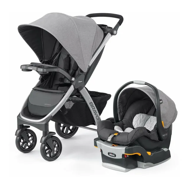 Carriola de paseo travel system Chicco Bravo Trío travel system parker con chasis color plateado