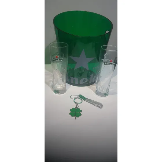 Kit Heineken Com Balde + Copos + Chaveiro + Abridor
