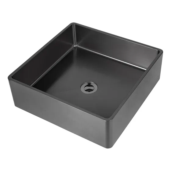 Pileta Baño Simple Acero Inoxidable 304 Cuadrada Negra 40x13