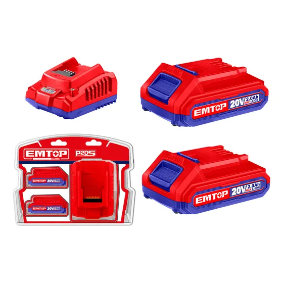 Kit 2 Baterias + Cargador 2.0 Amp Emtop Elbcpk1222