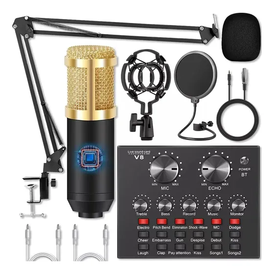 Kit Interface Mesa V8, Microfone Bm800 Com Braço Articulado