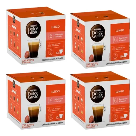 Pack 4 Café Nescafé Dolce Gusto Lungo 10 Tazas