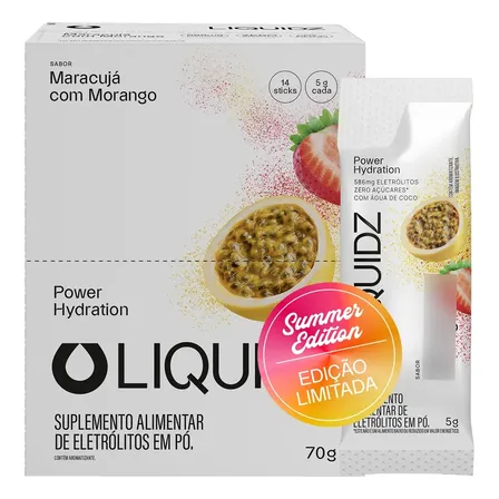 LIQUIDZ® Eletrólitos Zero Açúcar Maracujá E Morango - 14 Sachês
