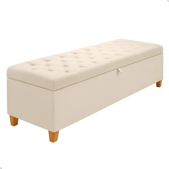 Calçadeira Baú Recamier Suede 1,55 Cm Para Quarto De Casal