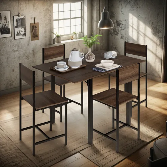 Comedor 4 Sillas Antecomedor 4 Personas Color Nogal Mubson Color Café
