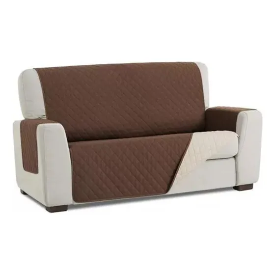 Protector Sofa, Forro, Funda, Mueble, Doble Faz 3 Puestos Color Caqui Liso