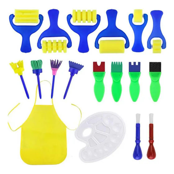 Kit De Herramientas De Pintura Para Niños, Pinceles De Espon