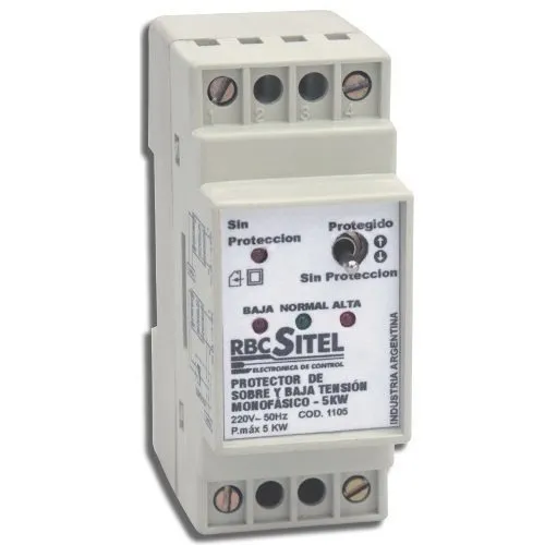 Protector de Sobre y Baja tensión monofásico 5KW para riel din RBC-Sitel 1105