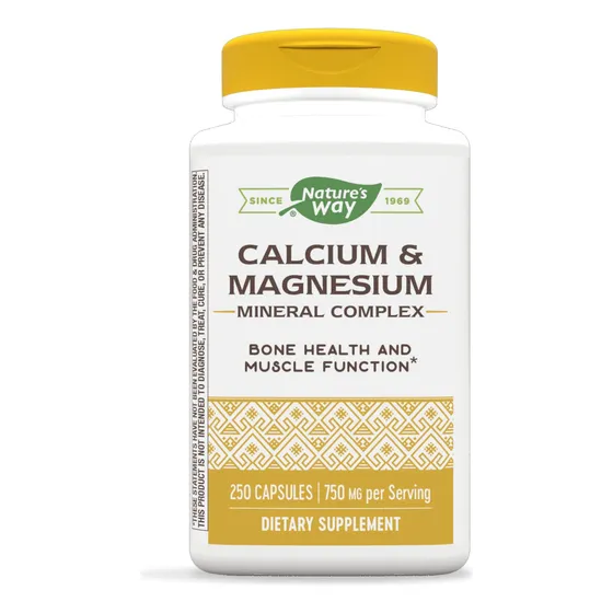 Suplemento Nature's Way De Calcio Y Magnesio 750 Mg 250 Cáps