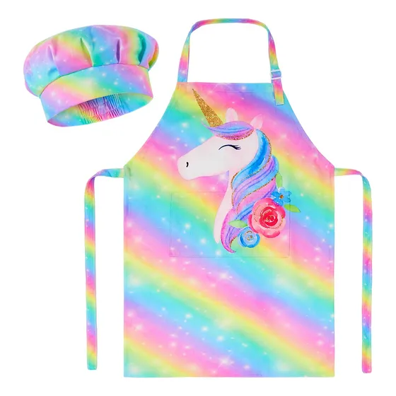 Mhjy Juego Delantal Sombrero Chef Para Niño Cocinar Hornear
