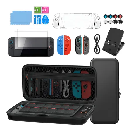 25in1set Pcs Bolsa Estojo Acessórios Para Nintendo Switch2 Preto