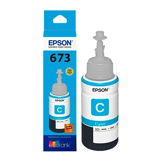 Botella Tinta Epson Original T673220 Cyan L800 L1800 L805