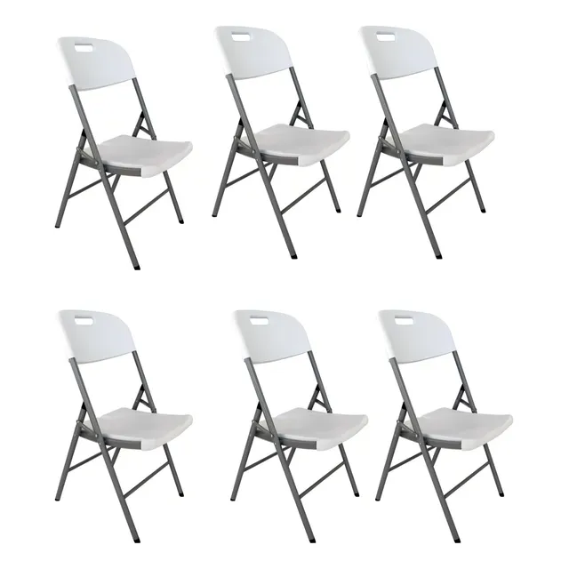 Juego De 6 Sillas Plegables De Plástico Reforzado Blanca Color Blanco
