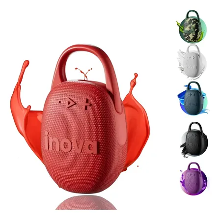Caixa De Som Bluetooth 5.4 Portátil Potente Ip67 Com Gancho Vermelho 127/220v