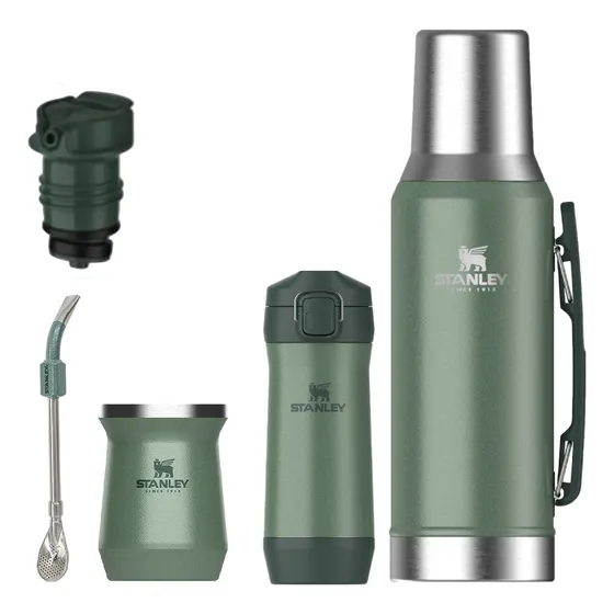 Combo Matero Stanley Termo 1,2lts Mate Bombilla Yerbera Fs Color Verde