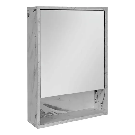 Botiquin Organizador Con Espejo Decomobil Gabinete De Baño Color Mármol blanco