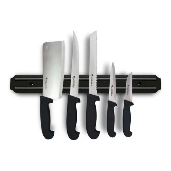 Soporte Magnético Barra De Imán Para Cuchillos Y Otros 38cms Color Negro