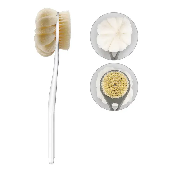 Cepillo Exfoliante Corporal Ducha Mango Espalda Doble Cara
