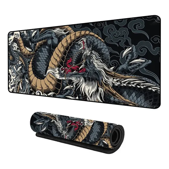 Mouse Pad gamer extra grande 90x40 Dragão azul profissional cor preta