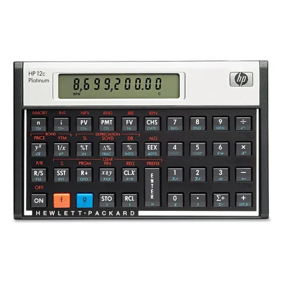 Calculadora financiera HP 12C Platinum 10405 Color Negro y Plata