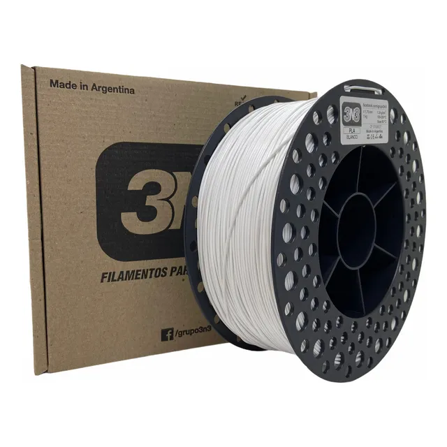 Filamento Pla 1.75mm 3n3 1kg color blanco