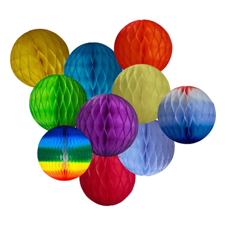 10 Balão Pompom Colmeia Bola De Papel Seda Festa Decora 20cm