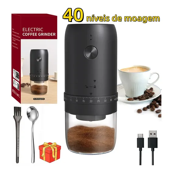 Moedor de Café Elétrico Portátil Aiyin Com Bateria e 40 Ajustes de Moagem